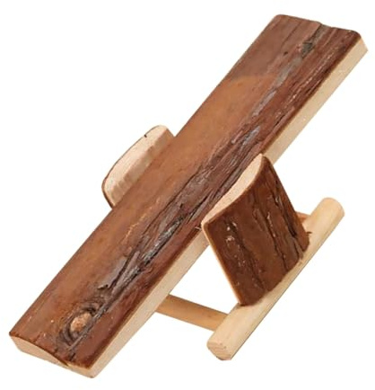 MOTHNUR Balançoire en Bois Naturel Jouet à Mâcher pour Hamster Petits Animaux, Bascule Bois Solide Taille Moyenne pour Cage, Accessoire Ludique et Interactif pour Rongeurs