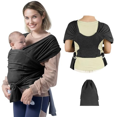 AUYAO Fular Portabebe, Recién Nacidos, Suave Ligero | Fular Portabebe, Mochila Recién Nacidos, Sling, Suave, Ligero, Transpirable, Elástico, Ajustable, Ideal