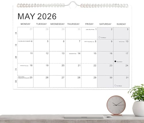 Calendario de pared 2026-2027, planificador de bloques grandes a rayas, calendario de pared de 18 meses de enero de 2026 a junio de 2027, para organizar la lista de tareas, planificar citas