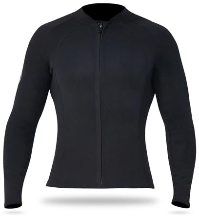 Fafeims Top da Immersione in Neoprene da 2 Mm Protezione Solare Maniche Lunghe Giacca da Surf Snorkeling per Uomo Donna Vacanze Al Mare (L)