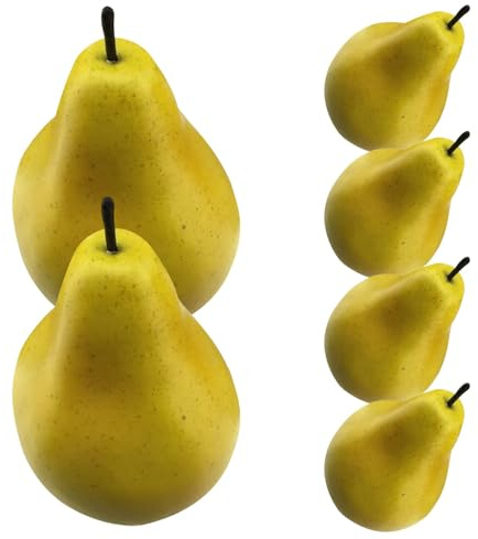 MINAOLULUS Faux Pears Artificial Fruit 6Pcs Yellow for Fruit Shop Office Restaurant Table Decoration
