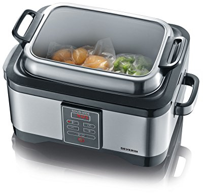 SEVERIN Cuiseur sous-vide 550 W, Cuiseur électrique pour des aliments sains, riches en vitamines et nutriments, Appareil de cuisson sans graisse, inox/noir, SV 2447