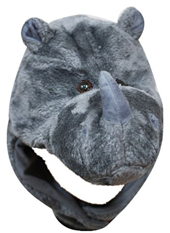 Petitebelle Costume di travestimento per bambini, con maschera a cappello a forma di rinoceronte grigio, unisex Grey Taglia unica