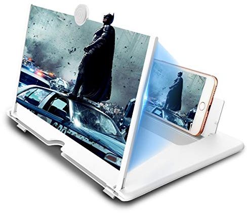 Newseego 12 Phone Screen Magnifier, 3D HD Phone Screen Amplifier with Adjustable Bracket Anti-Blue Radiation Eye Protective Movie Video Expanders with Pullable Design for All Smartphone - White…