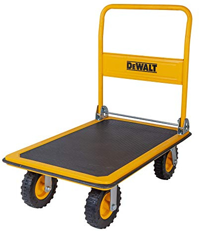 DeWALT Carrello pieghevole in acciaio, portata 400 kg, DXWT-504, carrello per il trasporto, carrello per pacchi, carrello scorrevole, ruote antiforatura, ruote grandi per un trasporto sicuro su