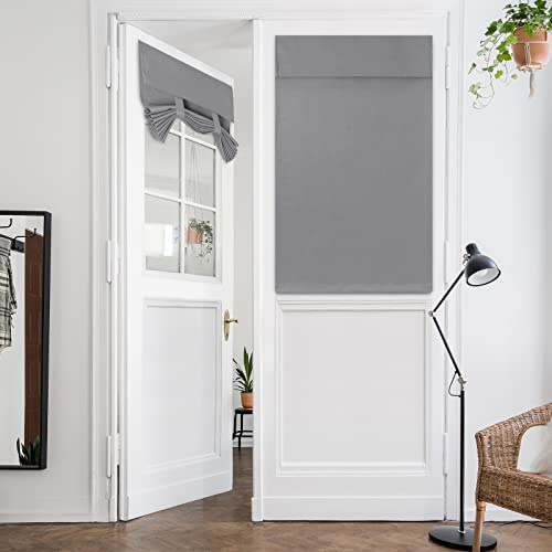 HOMEIDEAS Blackout Door Curtains for French Door 26x40 Inch Light Grey