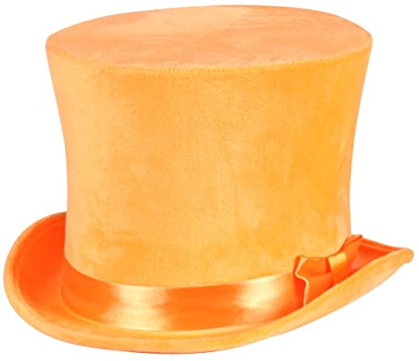 Thetru Kostüm Zubehör Zylinder Hut neon orange Karneval Fasching Gr. 57/58