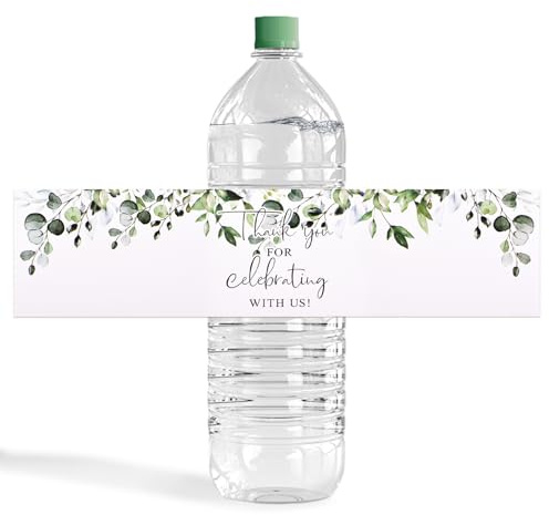 URROMA Etichette per bottiglie d'acqua per matrimoni, con scritta Thank You, 50 pezzi, per bottiglie d'acqua, per compleanni, baby shower