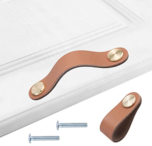 Tiradores piel de Muebles, 2 piezas Tiradores de piel para Muebles,de Cuero Más grueso, para Armarios de Cocina