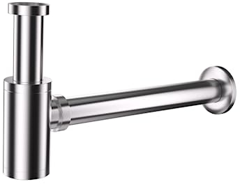 DETBOM Universal Siphon für Waschbecken Edelstahl,Abflussrohr Waschbecken 1 1/4“x 32 mm Chrom,GRATIS Dichtungsset,Siphon/Geruchsverschluss für Waschbecken