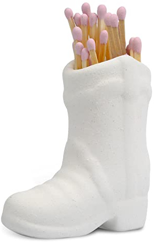 LUTER Soporte para Cerillas, Encantador Cerámica Soporte para Cerillas para Botas con Delantero Interior Decoración Accesorio para Baño Dormitorio Cocina (Blanco)