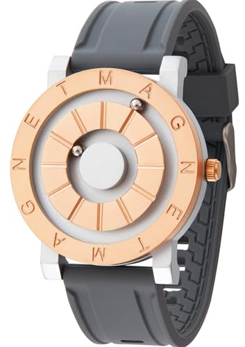 EUTOUR Magnetic Watches for Men Unique Analog Watch 40mm Quartz Wristwatch 3ATM Waterproof Mens Fashion Watches Silicone Band Dress Watch Accessories Included