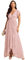 Ever-Pretty Robe Demoiselle d'honneur Femme Longue Asymétrique Dentelle Manches Courtes Col V Fluide Chic Rose 44