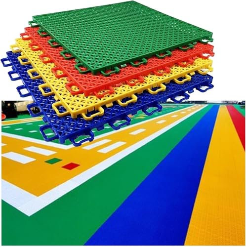 MOZ4dxy Dalles de Terrain de Sport extérieur à Monter soi-même for Jardin d'enfants, Tapis de Sol modulaires à emboîtement antidérapants et résistants à l'usure(Blu)