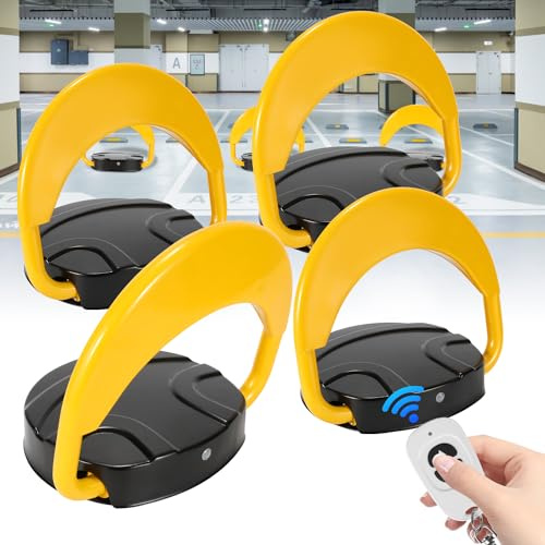 Peviasot Parkeringsspärr, elektrisk, parkeringsspärr, fjärrkontroll, parkeringsplatsvakt automatisk med larmfunktioner, antikollision 180°, fällbara stolpar, antikollision, parkeringslås, 4 stycken