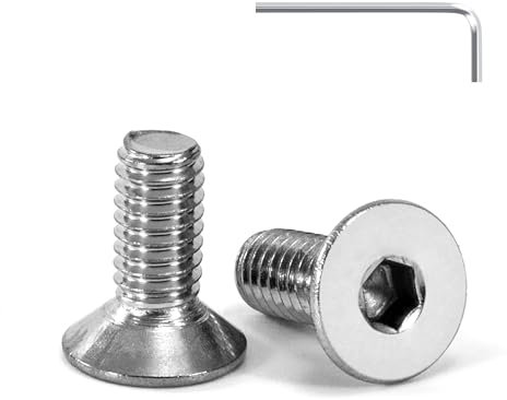 Tunejoy 20 Stück Senkkopfschrauben M4 x 10 mm Senkschrauben Edelstahl A2 V2A Senkkopf Innensechskant DIN 7991 Vollgewinde mit Inbusschlüssel