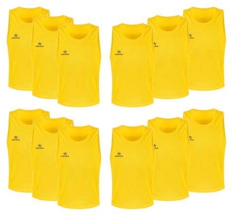 FIBOGOUP Veste d'entraînement de football, gilet de football pour enfants et adultes, accessoires d'entraînement de football, gilets pour l'entraînement d'équipe, jaune, S