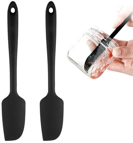 2 PCS 22,7 cm Piccola Spatola in Silicone, Nero, Resistente Al Calore Fino a 315 ℃, Mini Spatola Flessibile e Antiaderente, Utensile da Cucina per Mescolare, Raschiare e Cuocere