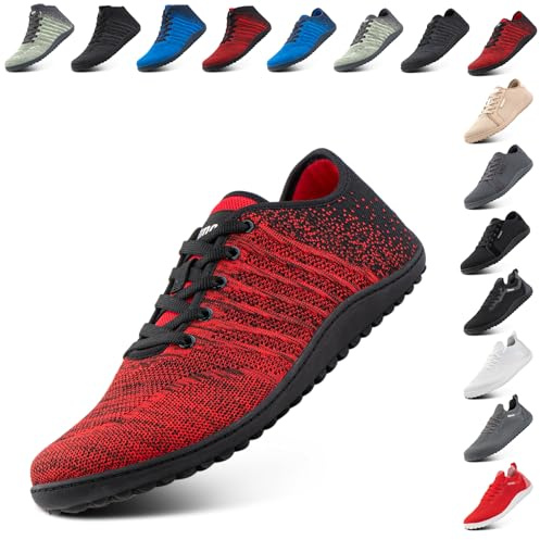 Hitmars Barefoot Shoes for Mens Womens Outdoor Lightweight Trail Running Minimalist Zero Drop Shoes Barefoot Trainers Walking Shoes Breathable Red 8.5 UK