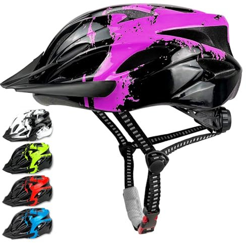 LeapBeast Fahrradhelm Kinder, Verstellbarer Kinderhelm für Jungen und Mädchen im Alter von 3-13 Jahren, Mehrere Belüftungen Helm, Multisport-Kinderhelm mit Visier, Schutzhelm (Violett, M (55-58cm))