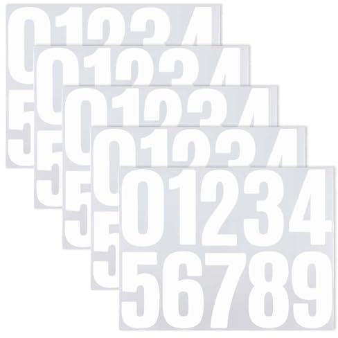 YQQYG 50 pegatinas autoadhesivas de 10 cm, números del 0 al 9, números adhesivos de vinilo grandes reflectantes para puertas de buzón, contenedores de basura, direcciones (blanco)