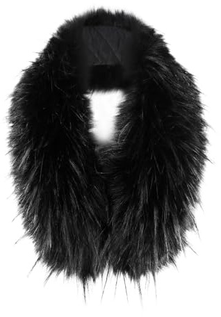 YJZQ Étole Col pourtour Capuche Écharpe Amovible chaud fausse fourrure avec boutonnières élastique Tour cou long 90CM Col de Manteau parka Vest