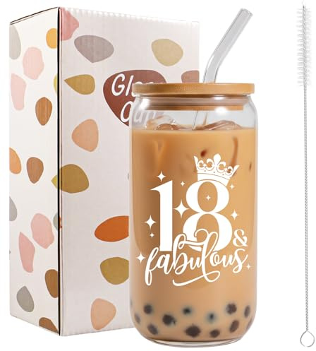 Bliceon Tazza da caffè ghiacciata per il 18° compleanno, con coperchi e cannucce, per migliore amica, per frullati, fidanzata, sorella, regalo personalizzato