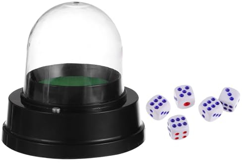 GLSTOY Vaso de Dados Eléctrico Negro para Juegos de Fiesta con 5 Dados Incluidos Cubilete Compacto y Transparente sin Batería Suministros para Juegos de Mesa y Bar