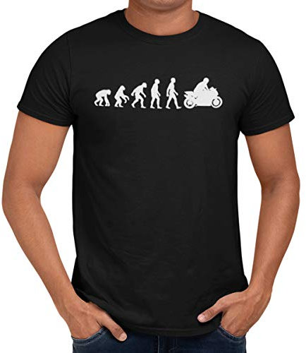Getting Shirty Motorbike (Bike, Biker) Evolution Men's / Unisex T-Shirt, Black, X-Large