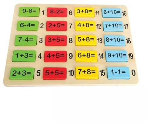 Small Foot Rechenplättchen Zahlenspaß, aus Buntem Holz, für Addition und Subtraktion, mit gedruckten Lösungen, 10716