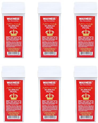 Waxness Russian Pearl Soft Wax Cartridge – Pack of 6× 3.38 oz (100 g) – Rosin-Free Soft Wax Roll-On with Creamy Texture and Skin Visibility, Professional Use – Made in Italy