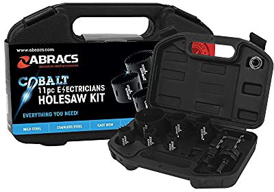 Abracs ABHSCKIT11 Electricians Cobalt Holesaw Kit - Icludes HSS Pilot Drill Bits And Arbor Adaptor