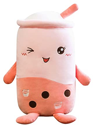 Uposao 24 cm Bubble Tea Plush Toy, Plush Cushion Milk Tea Soft Doll Tea Cup Cushion Filled Hugging Pillow Cuddly Toys Sleeping Pillow Plush Dolls Children's Toy Birthday Gift, Pink