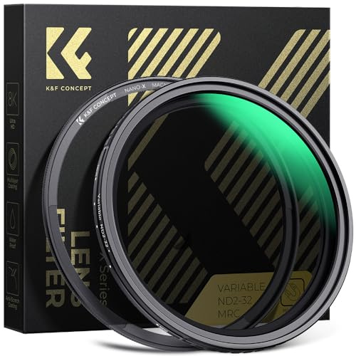 K&F CONCEPT 58 mm magnetiskt variabel ND-linsfilter ND2-ND32 (1-5 stopp) + 58 mm grundläggande ringkit, inget X kors magnetiskt justerbart neutralt densitetsfilter med 28 flerskiktsbeläggningar