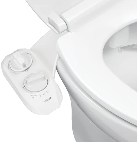 LUXE Bidet NEO 185 Plus – Mechanischer Bidet-Toilettensitzaufsatz der nächsten Generation mit innovativen EZ-Lift-Scharnieren, Doppeldüsen und 360°-Selbstreinigungsmodus (weiß)