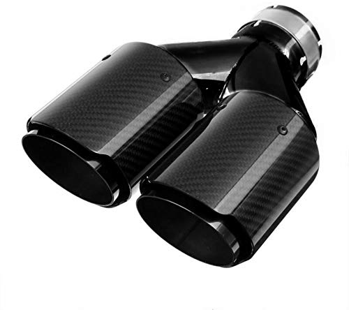 Terminale di Scarico Doppia Uscita per Auto in Acciaio Inossidabile e Fibra di Carbonio Rotondo Posteriore Sportiva