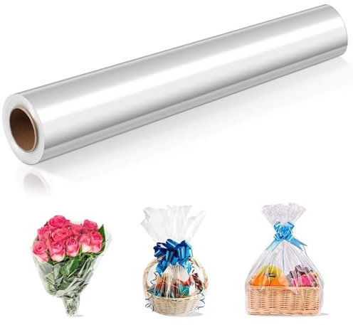3 Mil Dicke Geschenkfolie Transparent,Cellophanfolie Rolle,Klarsichtfolie Geschenkfolie,Uonekamo Geschenkpapier Durchsichtig,Zellophanfolie Für Blumen Geschenkkörbe Wrap 43CM x 30CM (43CM x 30CM)