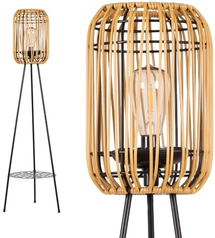 Gadgy Outdoor Stehlampe LED solar - Wasserdichte Stehlampe Garten außen - Solar Standleuchte Balkon für nachhaltige Beleuchtung - LED Außenstehleuchte dreibein - Solar Lampe outdoor Rattan