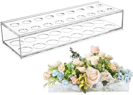 Jarrón de flores rectangular, Florero largo - Jarrón inferior rectangular de 14 pulgadas de largo - Jarrón de pieza central de deshierbe, centros de mesa florales transparentes, suministros de arreglo