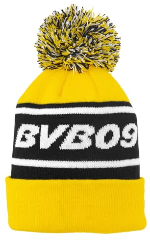 Borussia Dortmund BVB Bommelmütze Kinder, gelb schwarz, Querbalken