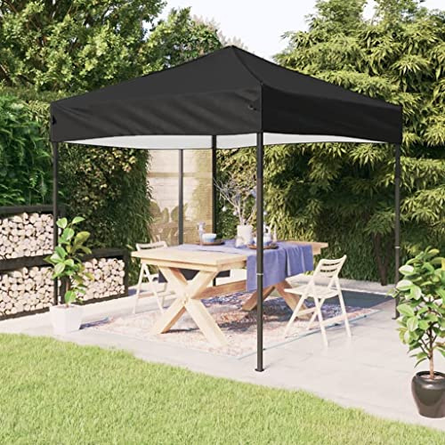 Tidyard Tente de réception Pliable Noir 2x2 m Tonnelle de Jardin Belvédère de Réception, Gazebo Pavillon de Extérieur, Chapiteau pour Camping, Fête, Barbecue