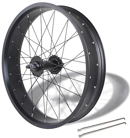 Roue avant Fat Bikes 20'' 24/26x4.0'' Roue De Neige Alliage D'aluminium Blocage Rapide 135mm Frein À Disque Noir HZXQCVB