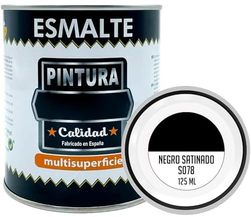 Acan Tradineur - Barattolo di vernice smaltata, prodotto in Spagna, ideale per qualsiasi superficie, legno, plastica, vetro o cemento, capacità 125 ml, nero satinato (S078)