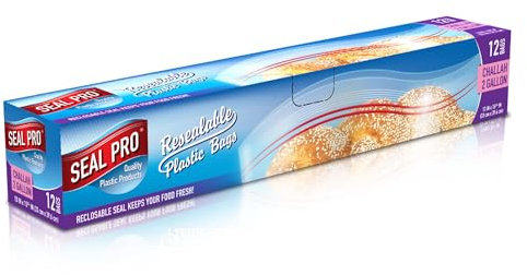 Seal Pro Freezer Bags, Pack of 12– Jumbo Size 2 Gallon Leak-Proof Reusable Lunch Bag –Easy Opening Resealable Sandwich Food Bag - Ideal for Meat, Snacks, Fruit & Veg –13 x 15.5 Inches