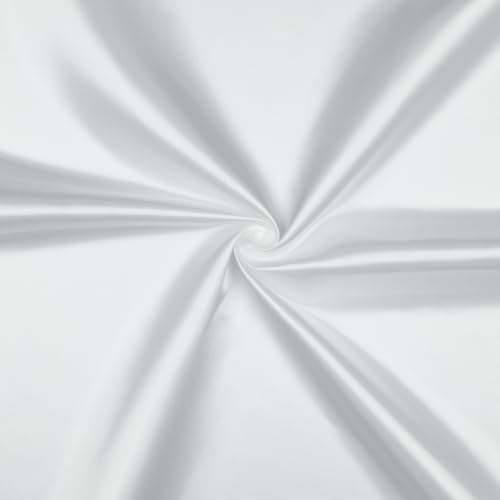 VmG-Store Tessuto di raso, 2 m x 146 cm, tessuto di raso, non al metro, in poliestere setoso da cucire, per vestiti, tende, costumi, gonna (002 bianco)