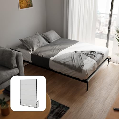 Wallbedking Letto A Scomparsa Studio Verticale 135x190 cm con Pistoni a Gas, Telaio Metallico Robusto, Capacità 350 kg, Ideale per Stanze Piccole o Monolocali, Salvaspazio, Materasso Non Incluso