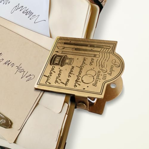 ANATTASOUL Travelers Notebook Clip de Aleación con Diseño de Bolígrafo Pincel Y Lápiz de Vintage Bronce Antiguo Clip para Cuaderno Pinzas Journal para Diarios decorativos de Accesorios