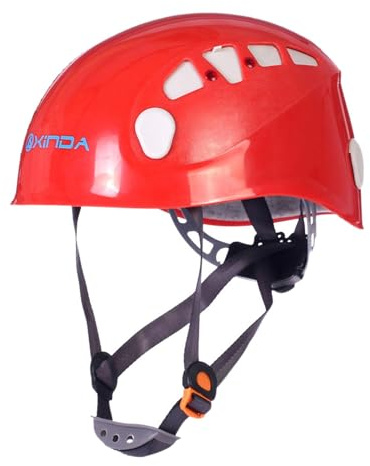 Casque d'escalade pour travailleur de la construction - Pour homme et femme - Pour adultes - Rouge - 26 x 20,5 cm