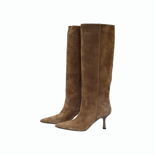 Generico Stivale donna OVYE' in camoscio a punta con tacco alto 7 cm colore taupe numero 37