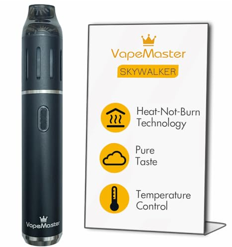 VapeMaster Skywalker Portable Herbal Vaporizer Dry Herb Vaporizer Pen - Temperature Control, Ceramic Chamber, Pure Clean Vapor - (Anodized Black)